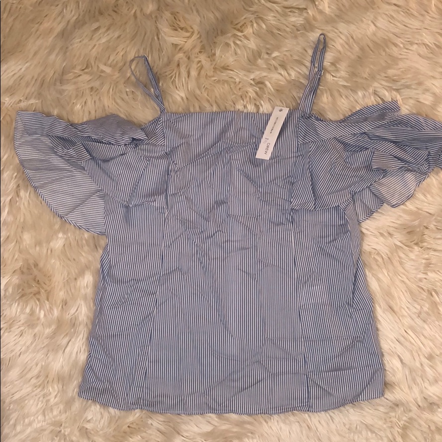 Drew Blue & White Striped Off Shoulder Top. Nwt!